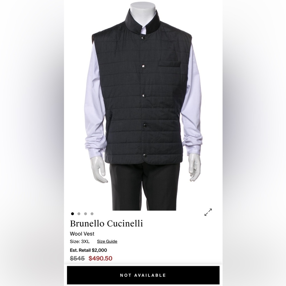 Brunello Cucinelli Dark Gray Quilted Vest